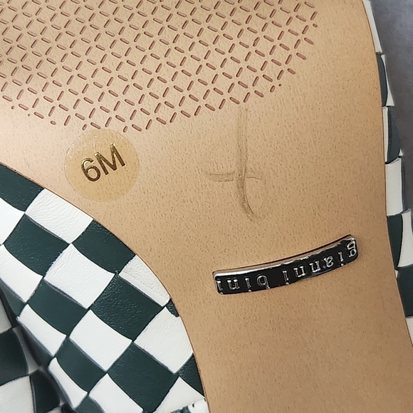 Gianni Bini Pumps 6 Green Leather Colton Intrecciato Check Square Toe New $100 - Picture 15 of 15